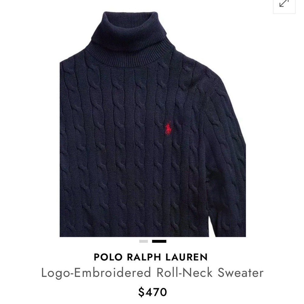 Polo Ralph Lauren Cable Knit Roll Neck Sweater XL Navy Blue [READ] - Picture 6 of 15